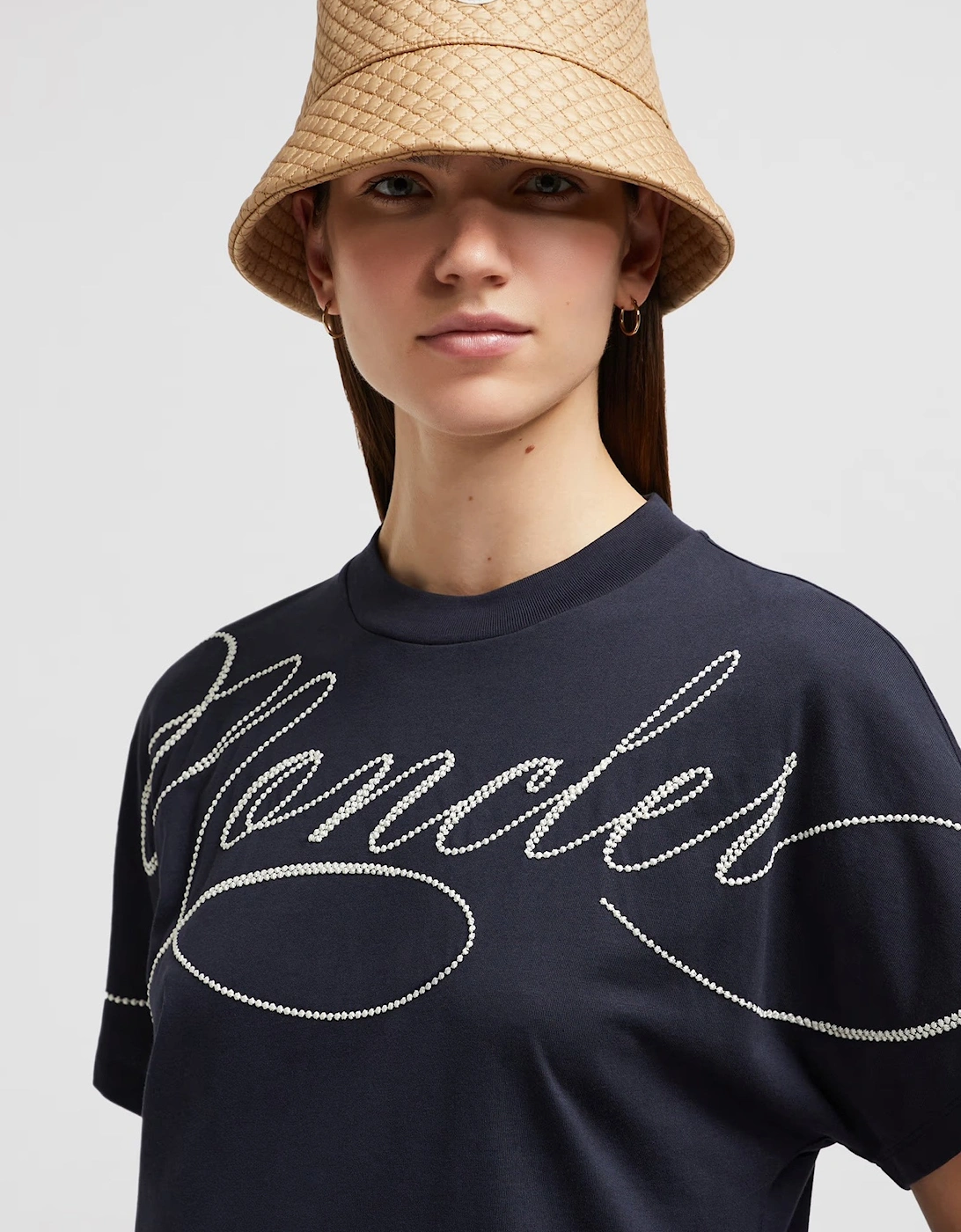 Womens Branded Cotton T-shirt Navy