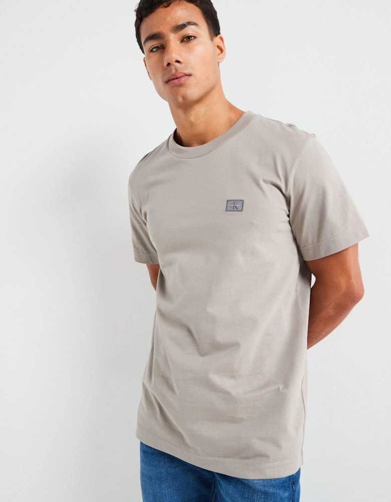 Left Chest Woven Patch Regular T-Shirt - Light Grey