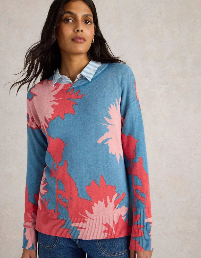 Olive Floral Jumper - Blue