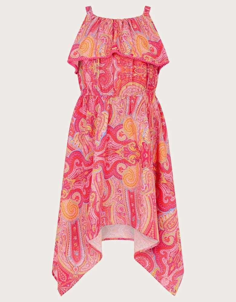 Girls Paisley Midi Dress - Orange