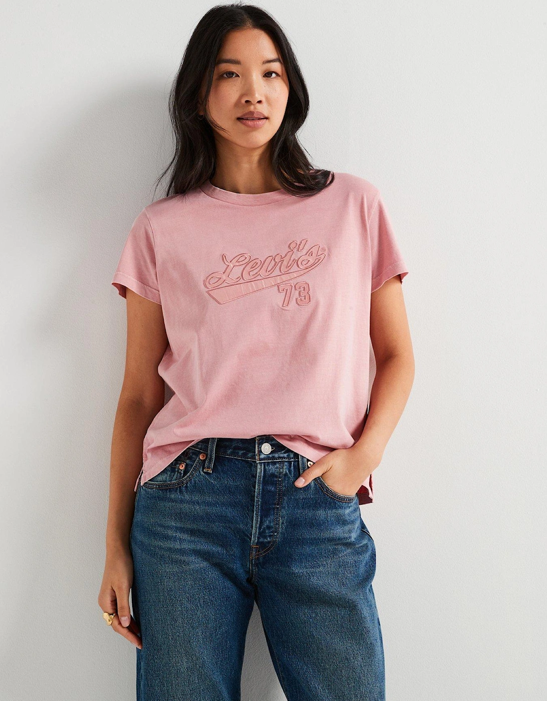 Graphic Boxy Tee - Satin Script Blush - Red, 2 of 1