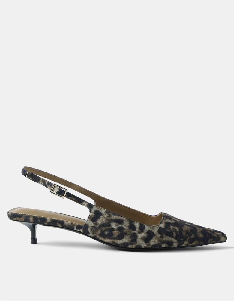 Leopard Print Kitten Heels - Natural