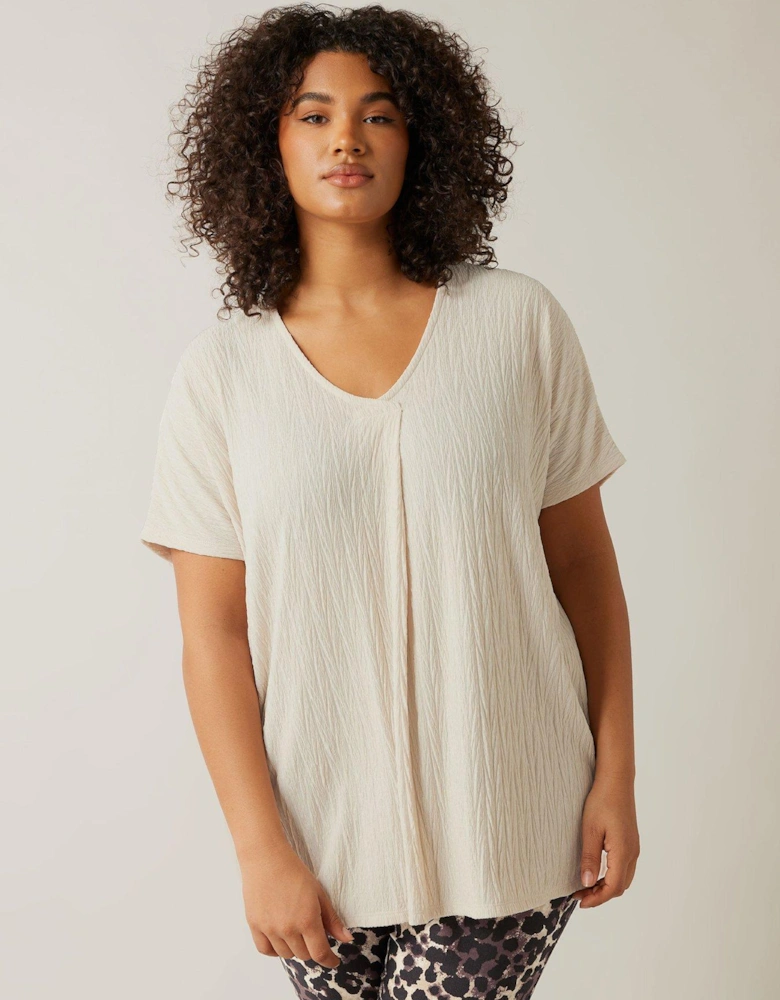 Plisse Short Sleeve Top - Natural