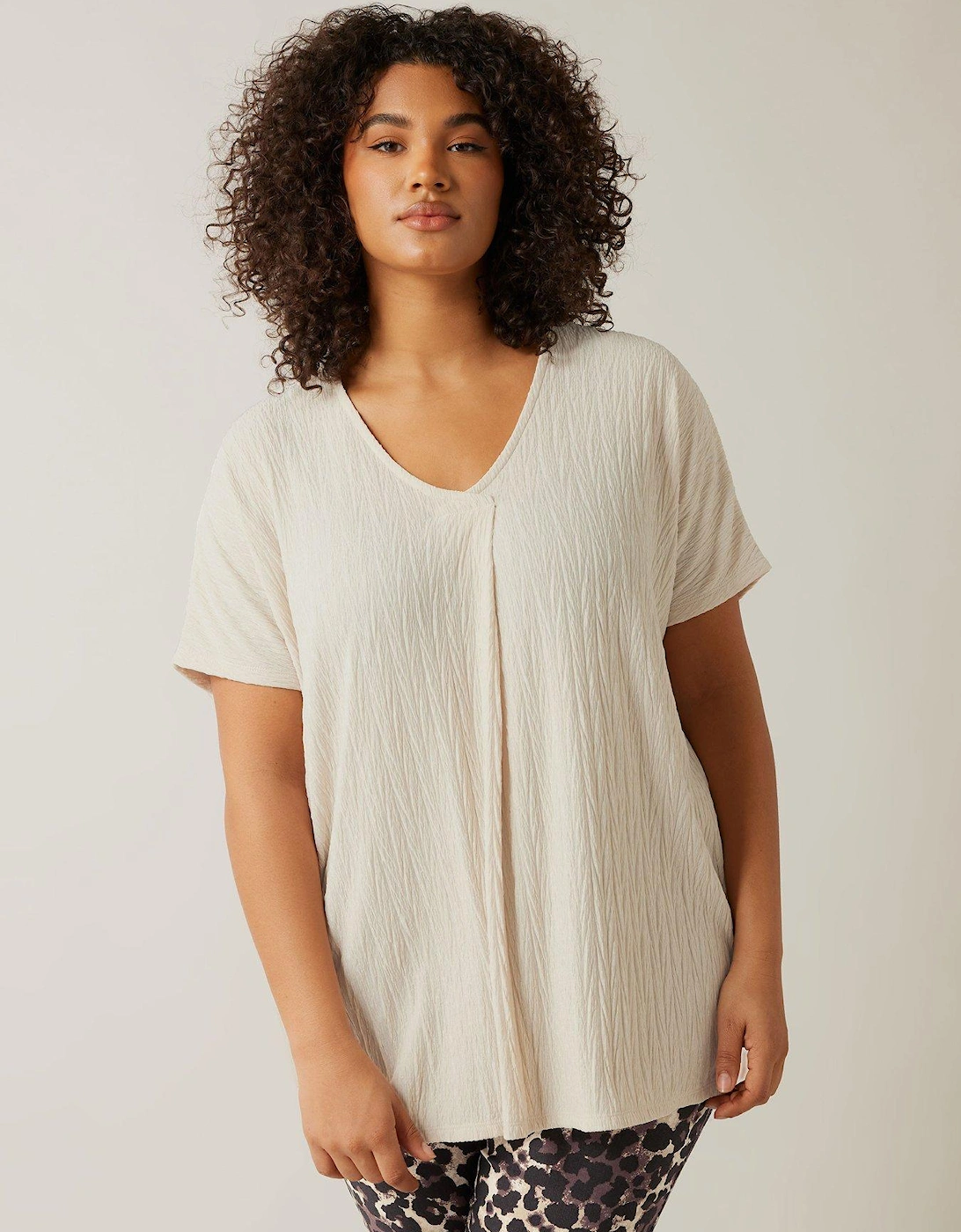 Plisse Short Sleeve Top - Natural, 2 of 1