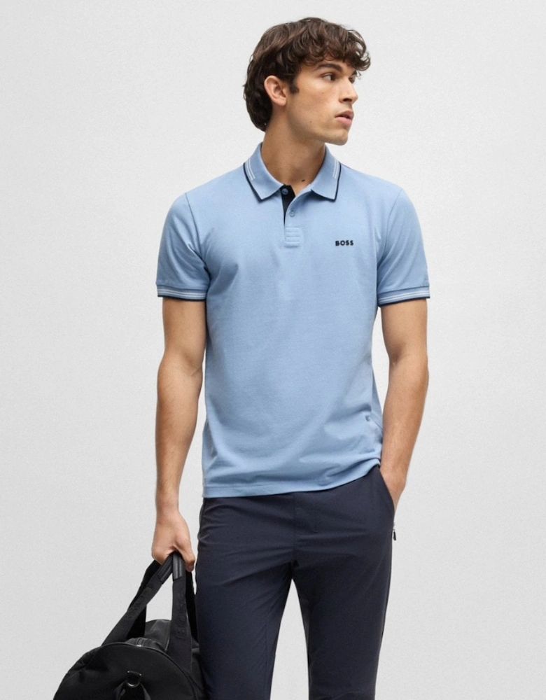 BOSS Green Paul Mens Stretch-Cotton Slim Fit Polo Shirt with Branding