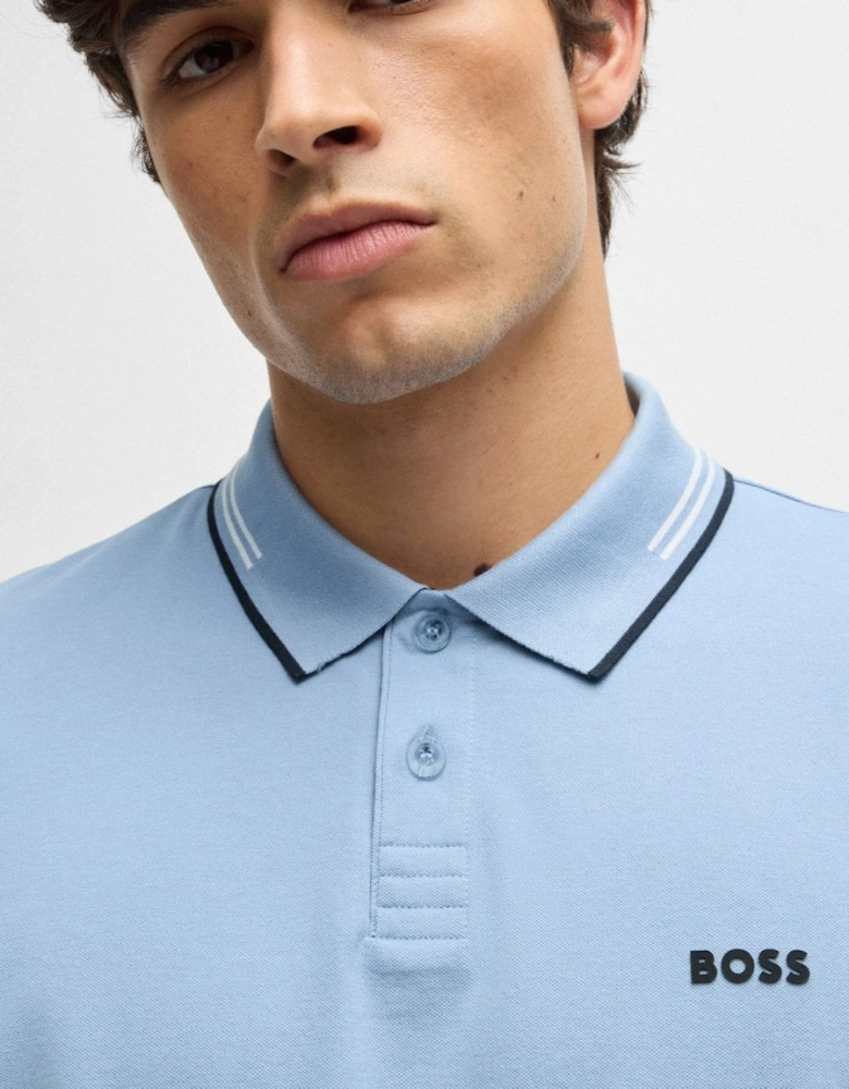 BOSS Green Paul Mens Stretch-Cotton Slim Fit Polo Shirt with Branding