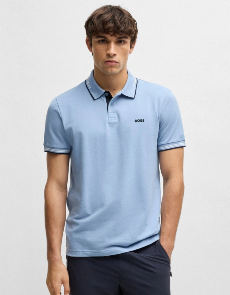 BOSS Green Paul Mens Stretch-Cotton Slim Fit Polo Shirt with Branding