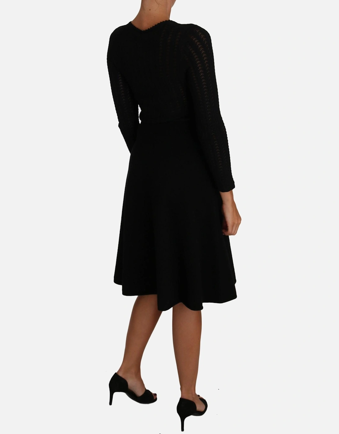 Dolce Gabbana Knit Dress Aline Long Sleeves Women - Black Dresses