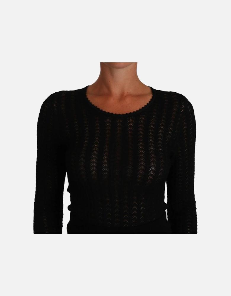 Dolce Gabbana Knit Dress Aline Long Sleeves Women - Black Dresses
