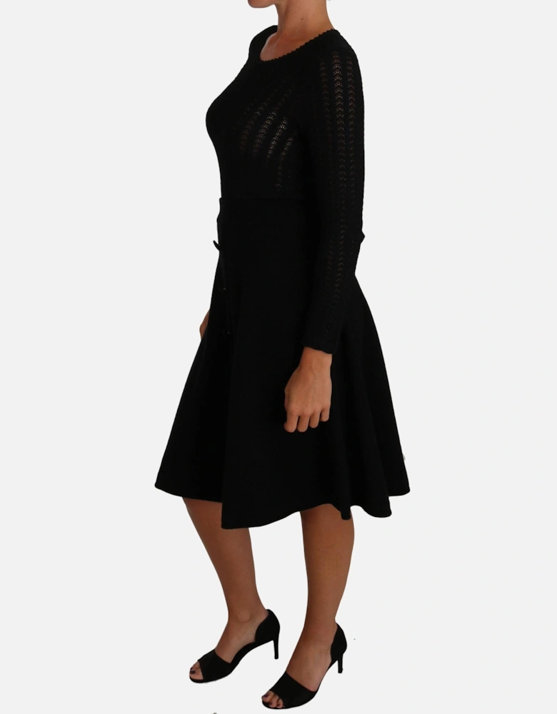 Dolce Gabbana Knit Dress Aline Long Sleeves Women - Black Dresses