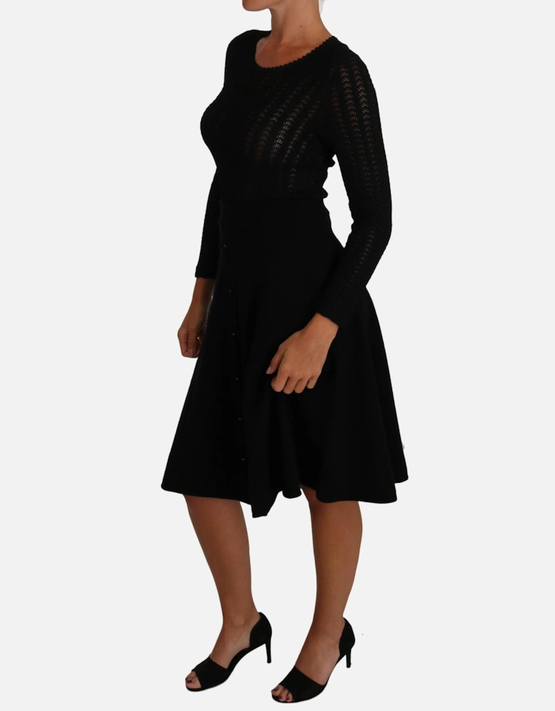 Dolce Gabbana Knit Dress Aline Long Sleeves Women - Black Dresses