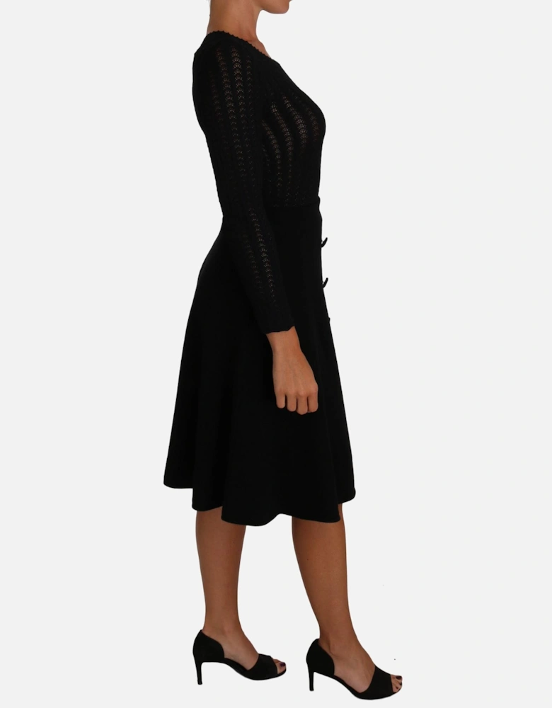 Dolce Gabbana Knit Dress Aline Long Sleeves Women - Black Dresses