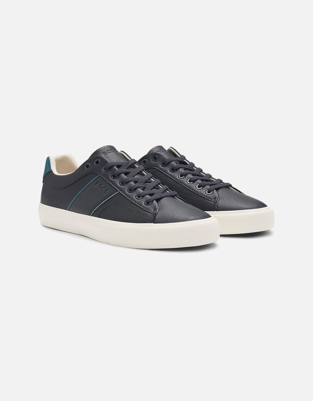 "Aiden" Faux Leather Trainers, Blue, 3 of 2