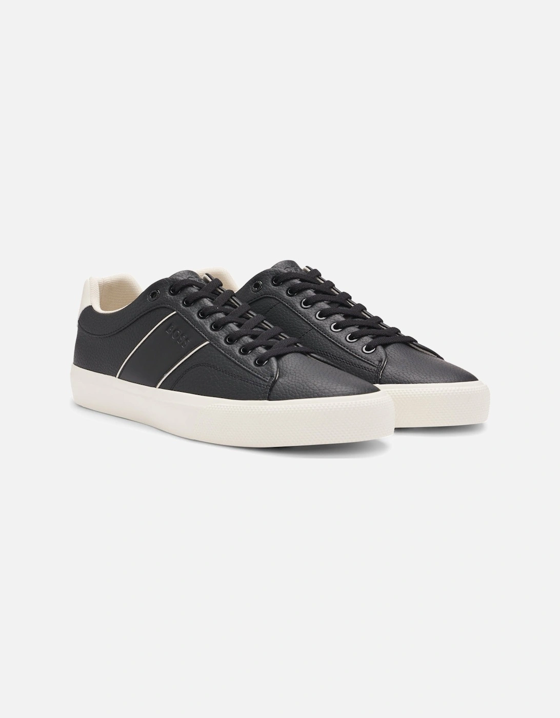 Faux Leather Trainers, Black, 3 of 2