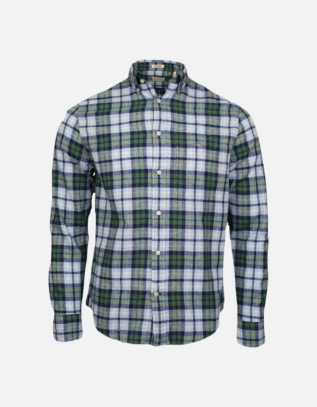 Regular Fit Cotton Linen Check Shirt, Woody Green, 2 of 1