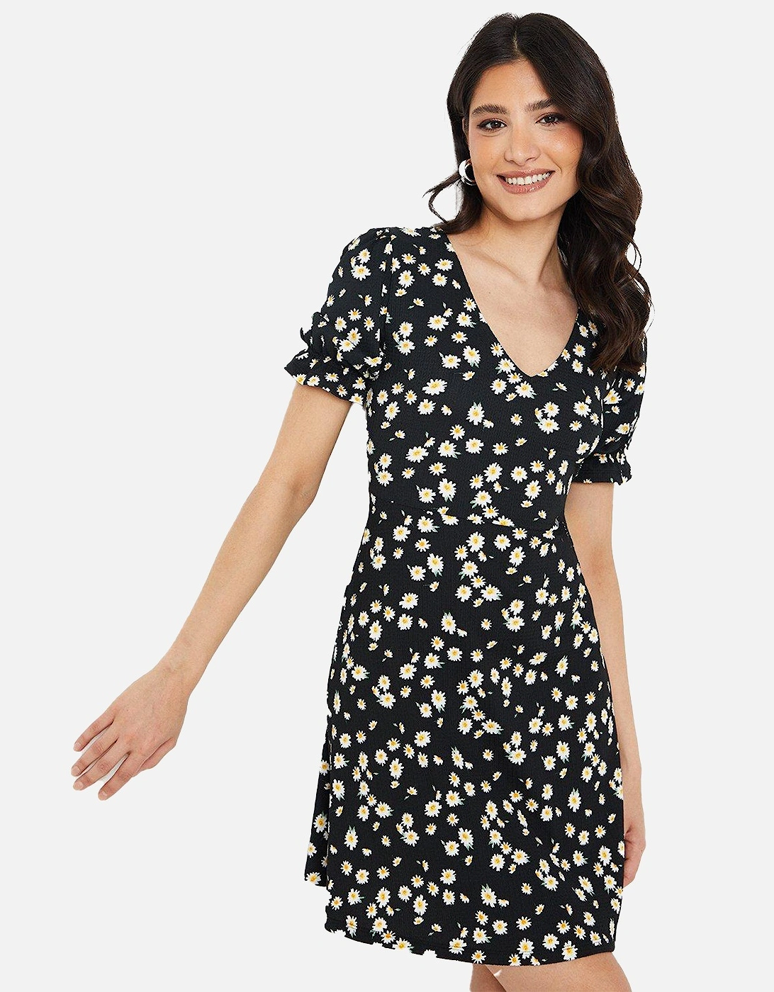 Women's Dorothy Perkins Womens/Ladies Daisy V Neck Short-Sleeved Mini Dress - Black - Size: 10