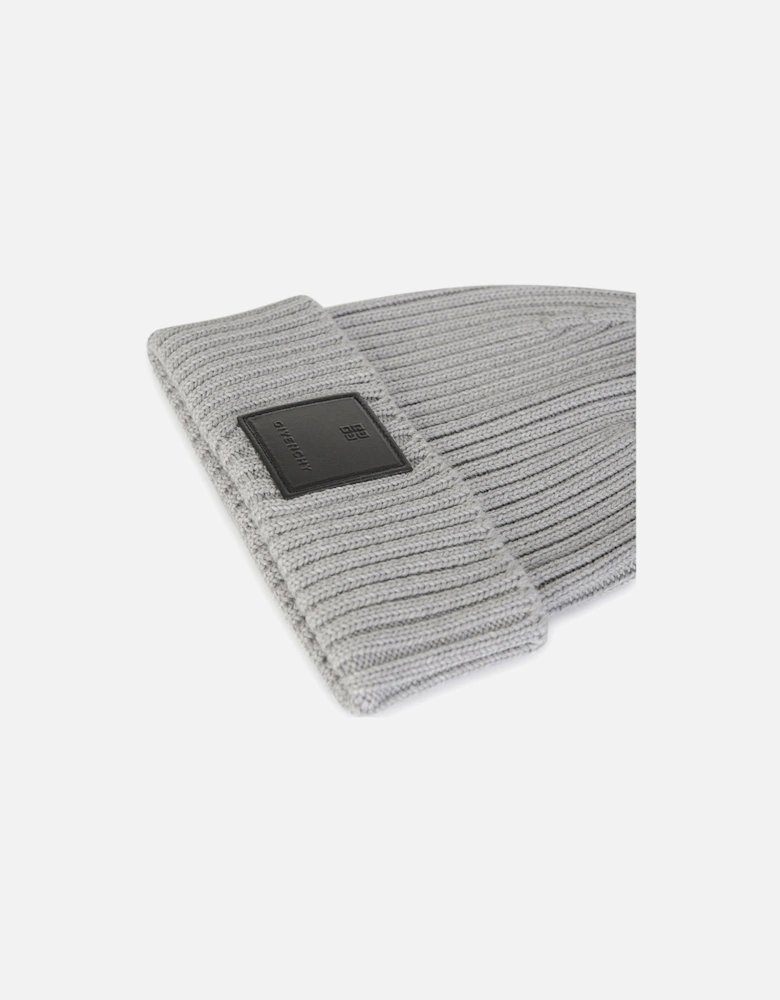 PATCH LOGO RIBBED BEANIE GREY