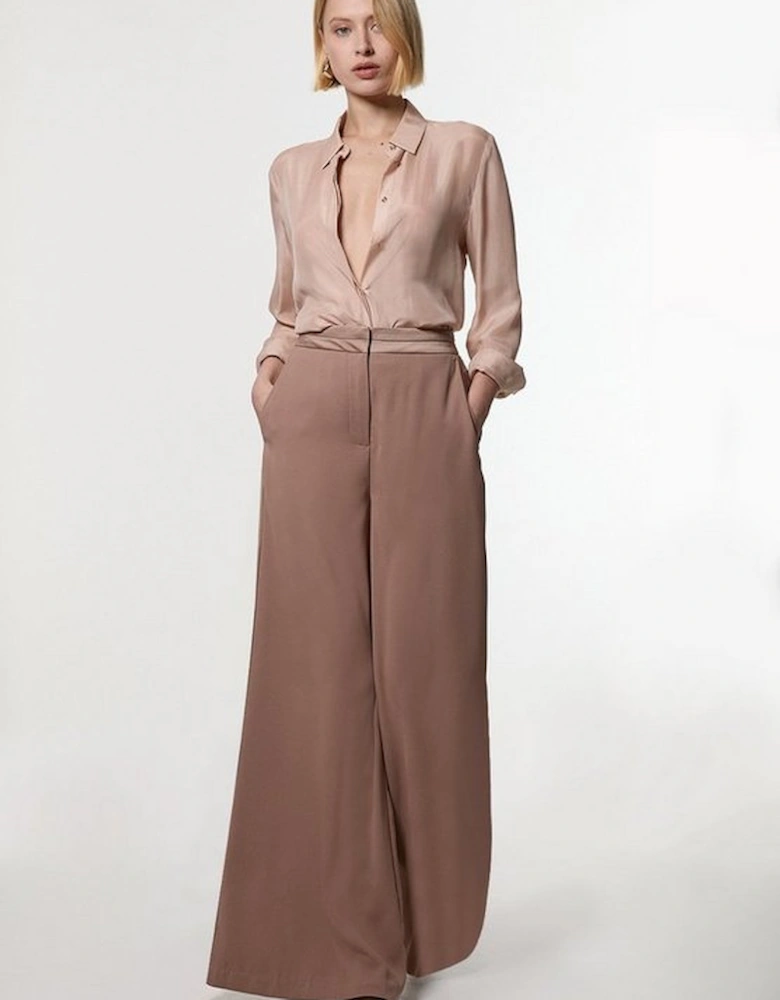 Satin Back Crepe Wide Leg Trouser