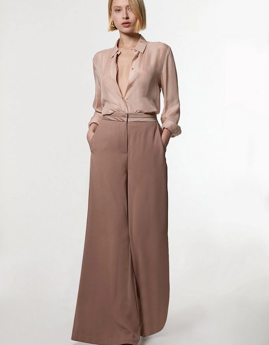 Satin Back Crepe Wide Leg Trouser, 5 of 4