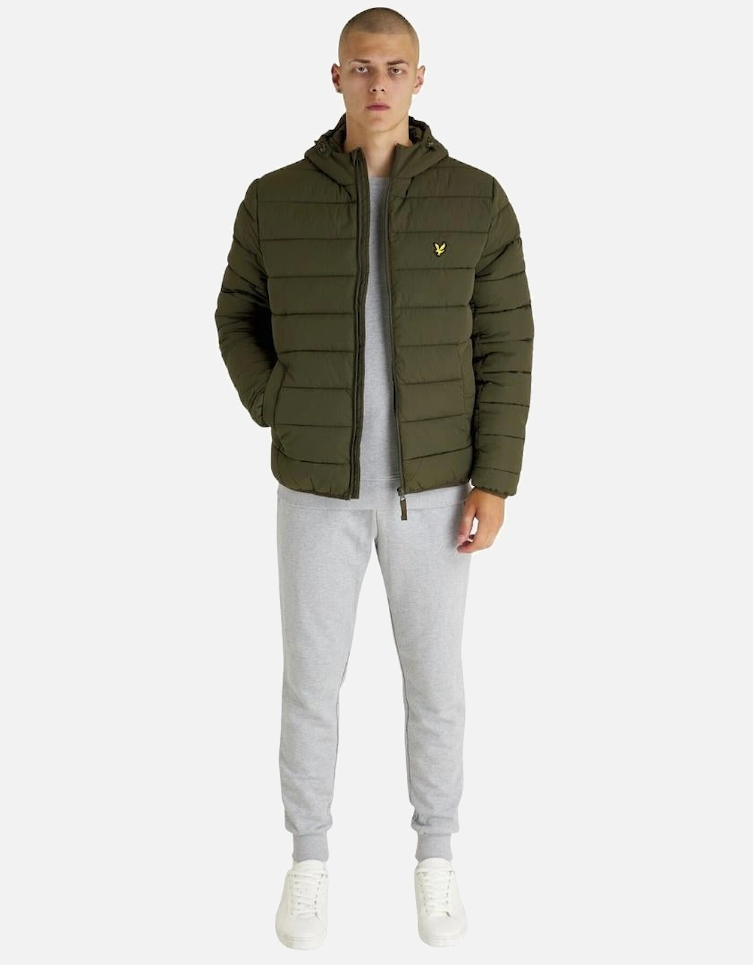 Lyle & Scott Branded Olive Hooded Puffer Jacket