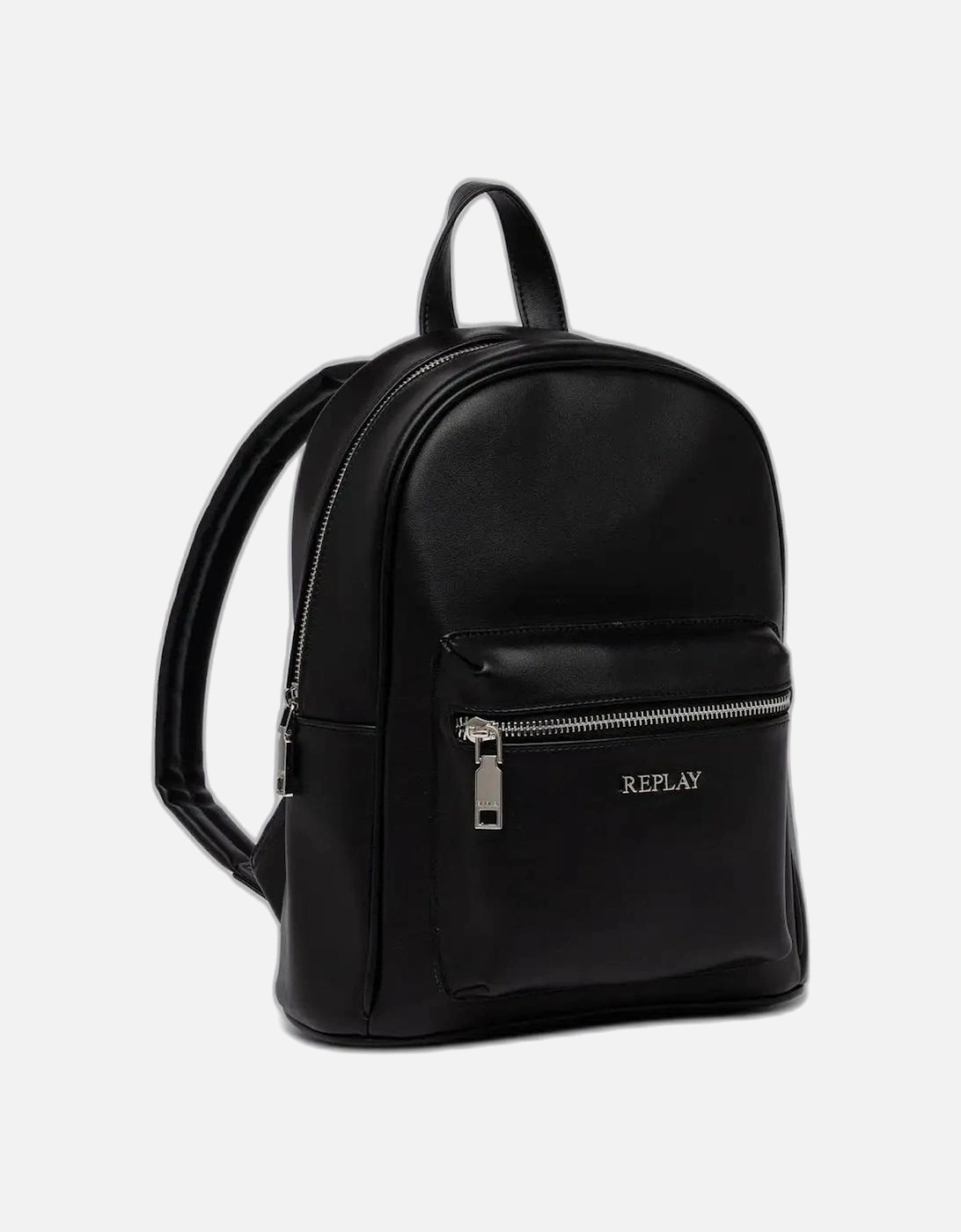 Black Plain Rucksack with Zip Pockets for Women Bags