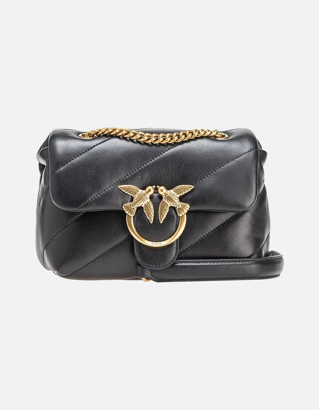 Black Leather Shoulder Bag with Clip Fastening Women, 2 of 1