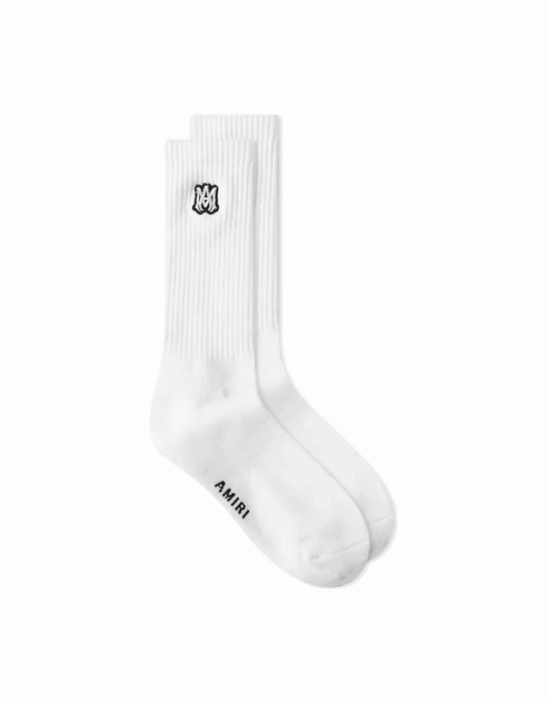 MA EMBROIDERY PATCH LOGO SOCKS WHITE