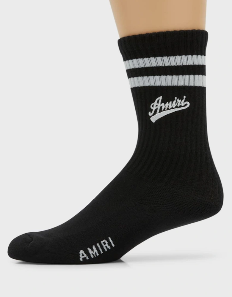 VARSITY SCRIPT SOCKS BLACK