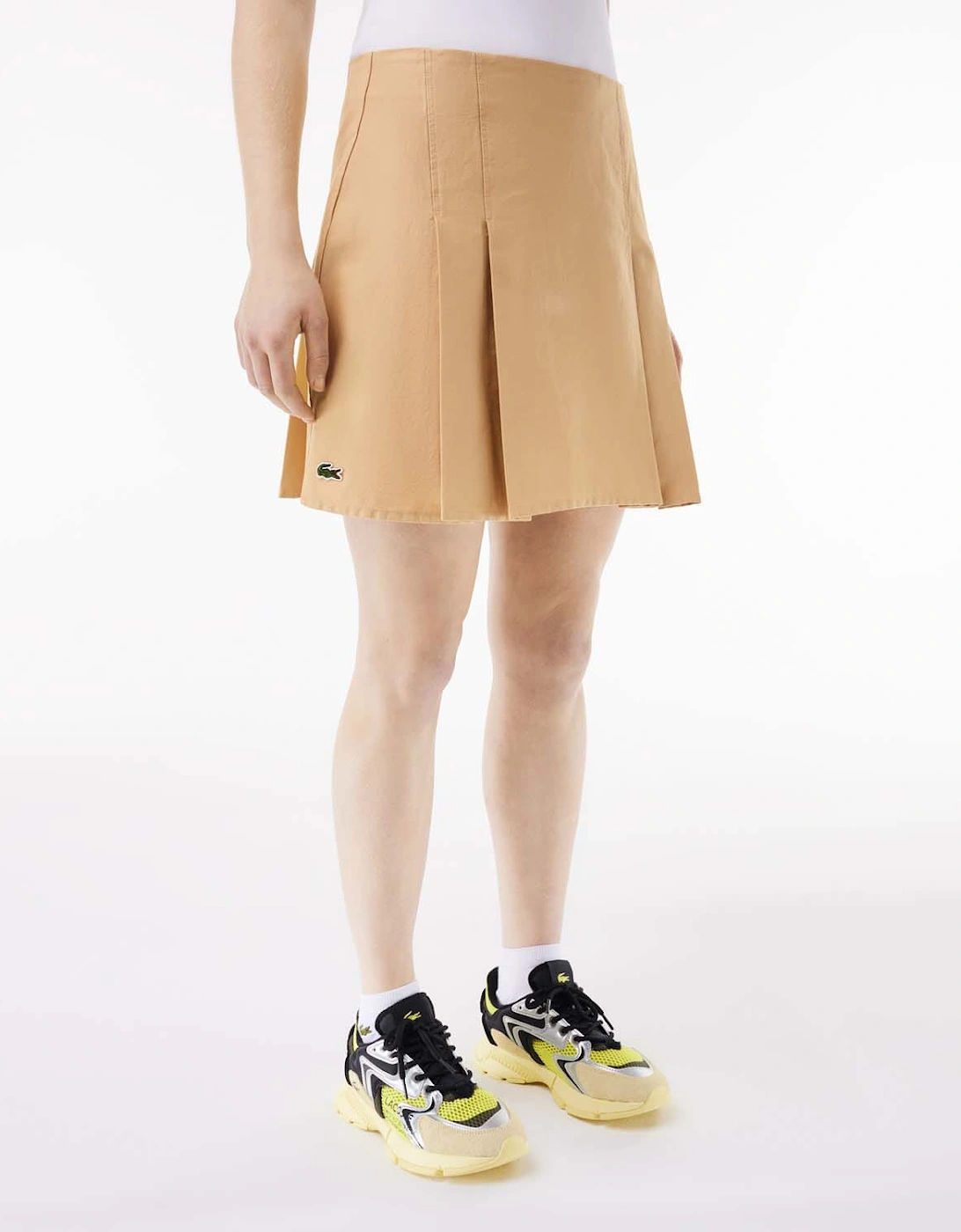 Lacoste Women's Short Pleated Cotton Skirt - Cream - Size: 6