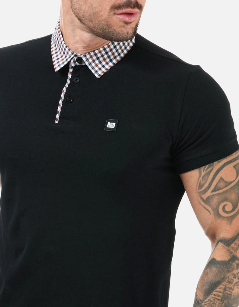 Mens Nicks Check Collar Polo Shirt