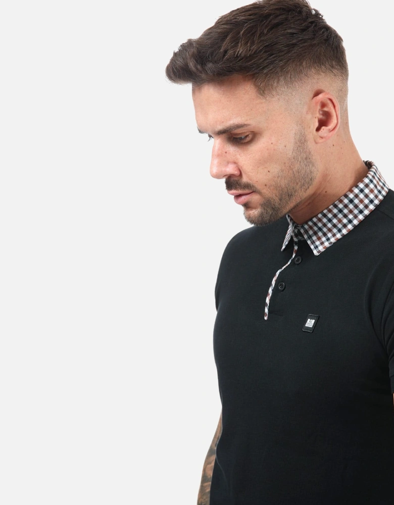 Mens Nicks Check Collar Polo Shirt