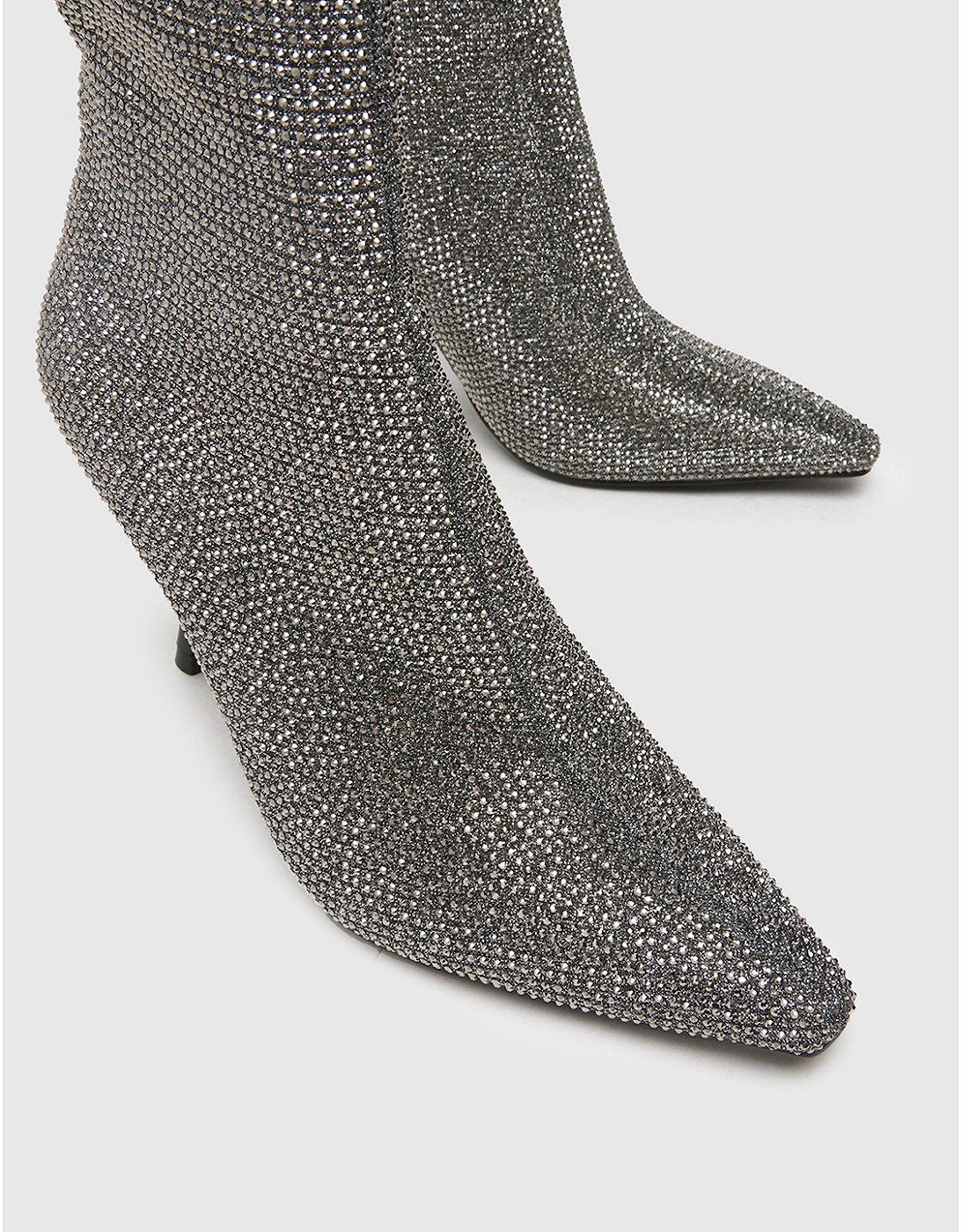 Brianna Embellished Ankle Boot - Silver