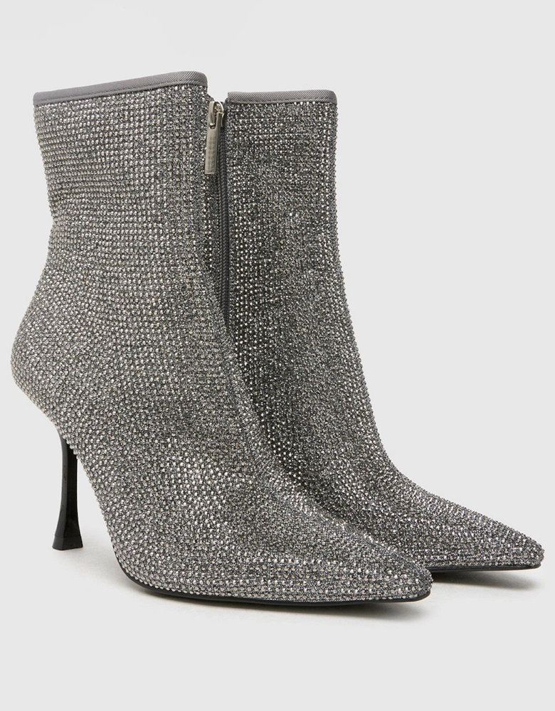 Brianna Embellished Ankle Boot - Silver