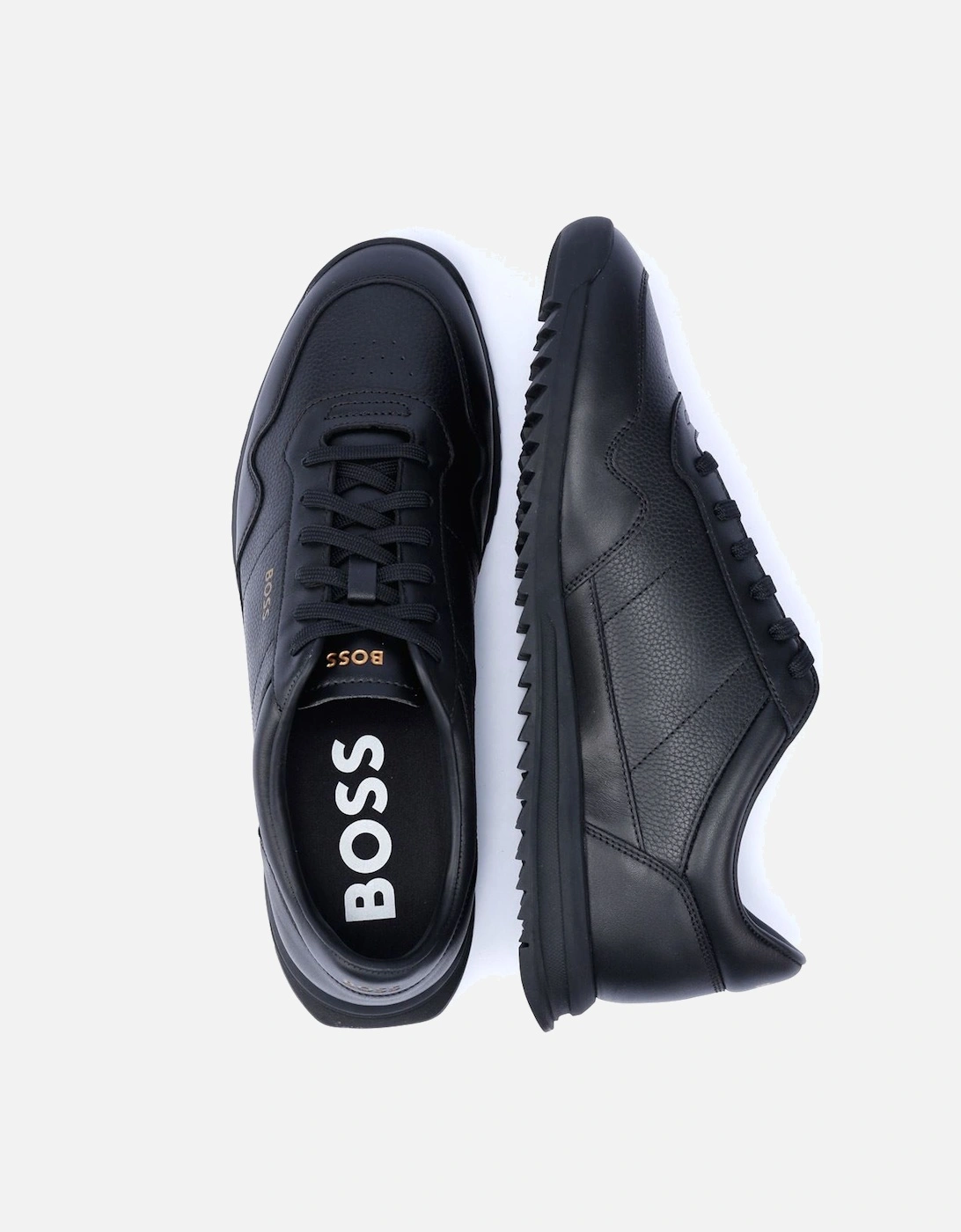 Boss Zayn Low Leather Men's Black/Gold Trainers