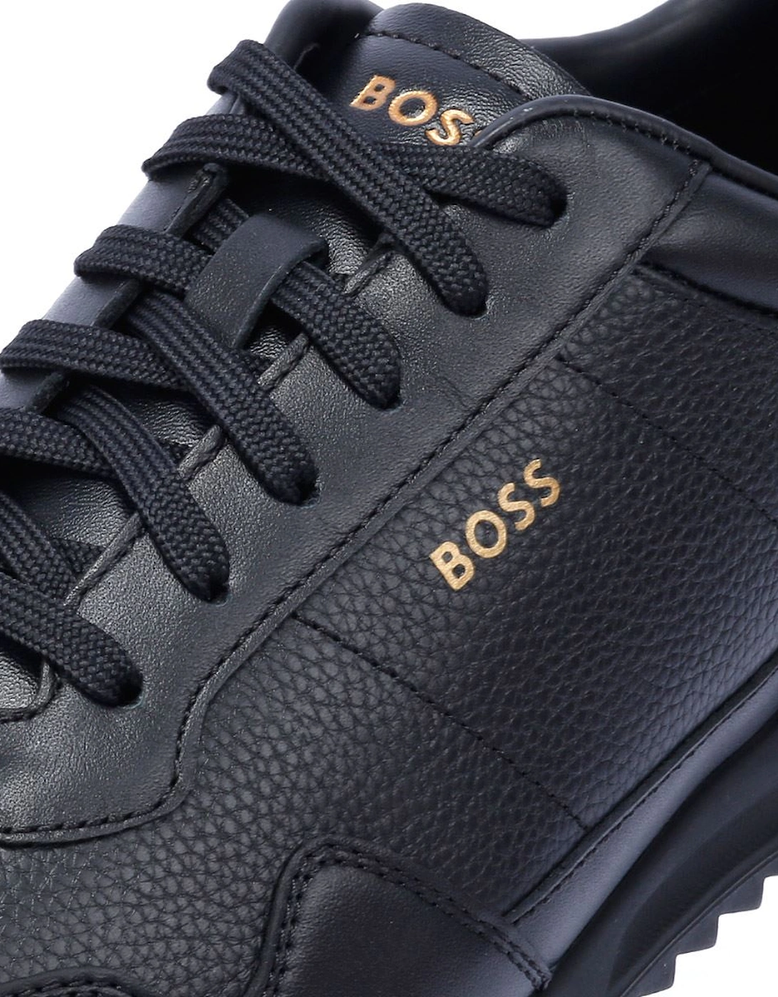 Boss Zayn Low Leather Men's Black/Gold Trainers