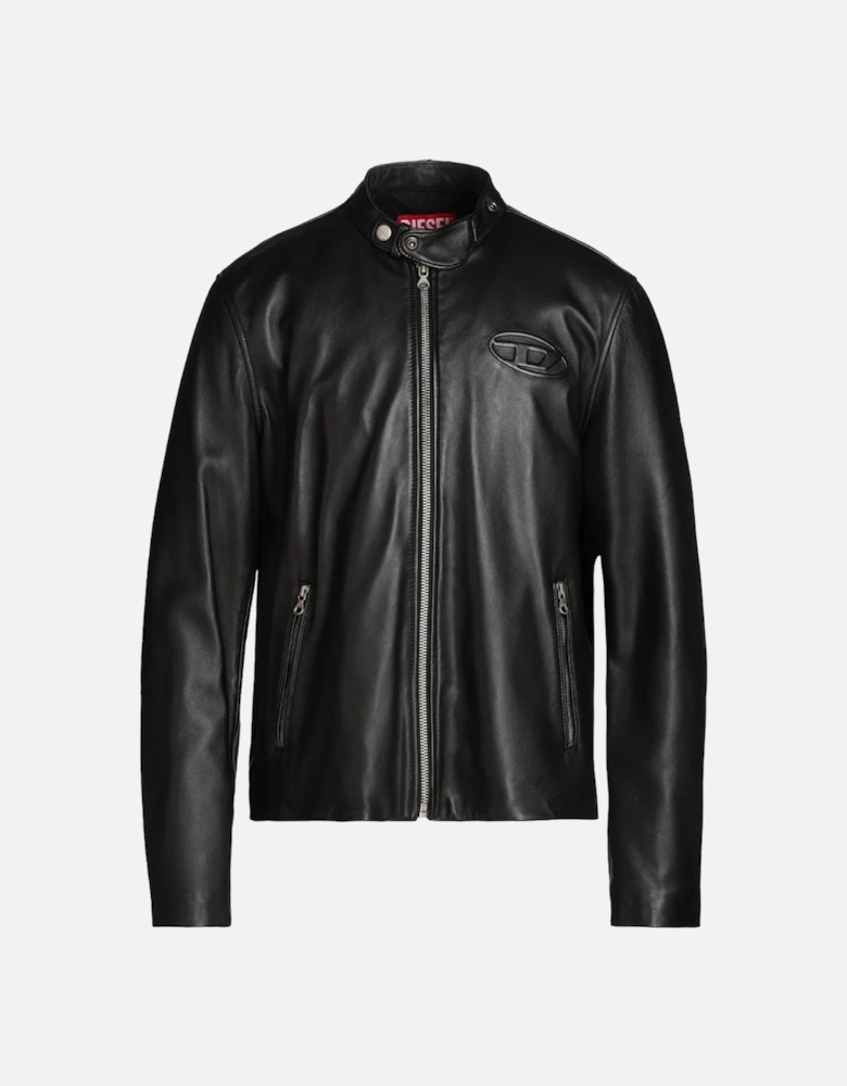 Monotone Logo Black Leather Jacket