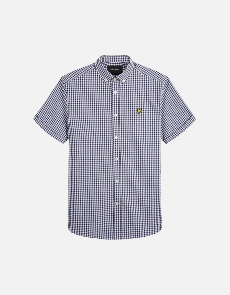 Lyle & Scott Short Sleeve Navy Blue Gringham Shirt