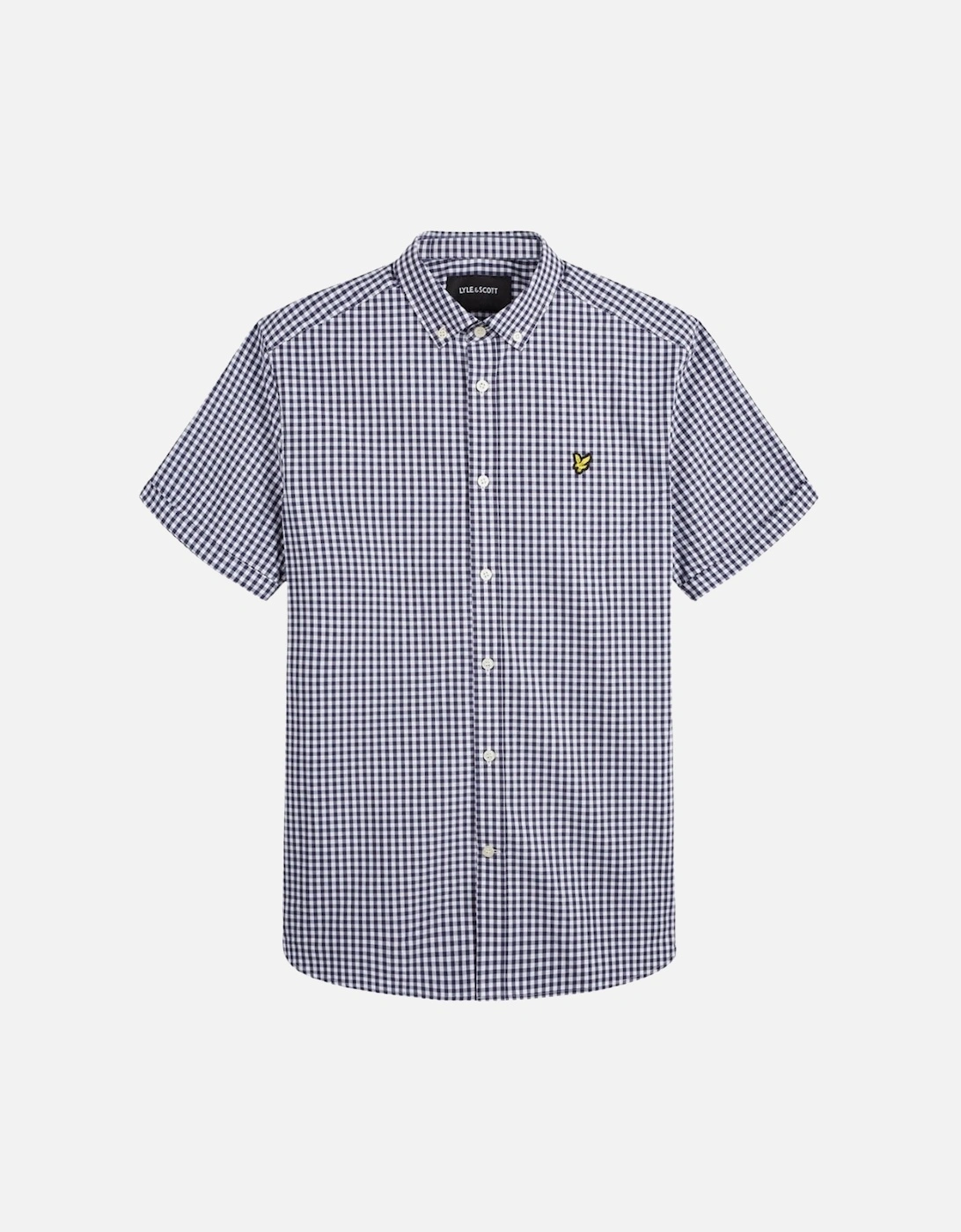 Lyle & Scott Short Sleeve Navy Blue Gringham Shirt, 4 of 3