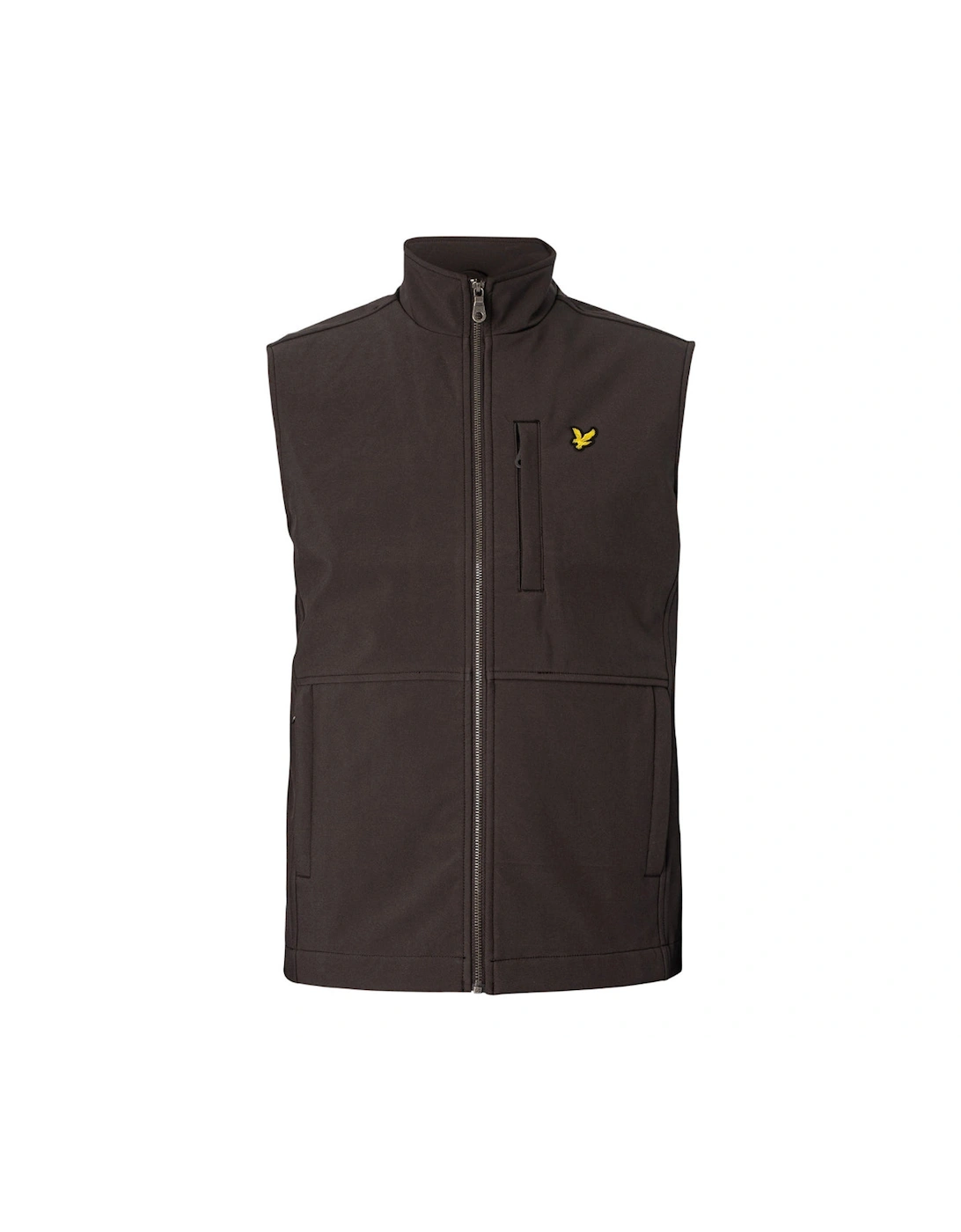 Men's Lyle & Scott Branded Logo Softshell Dark Grey Gilet Jacket - Brown - Size: 40/Regular