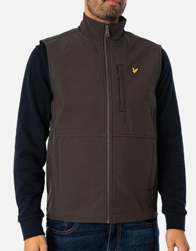 Lyle & Scott Branded Logo Softshell Dark Grey Gilet Jacket