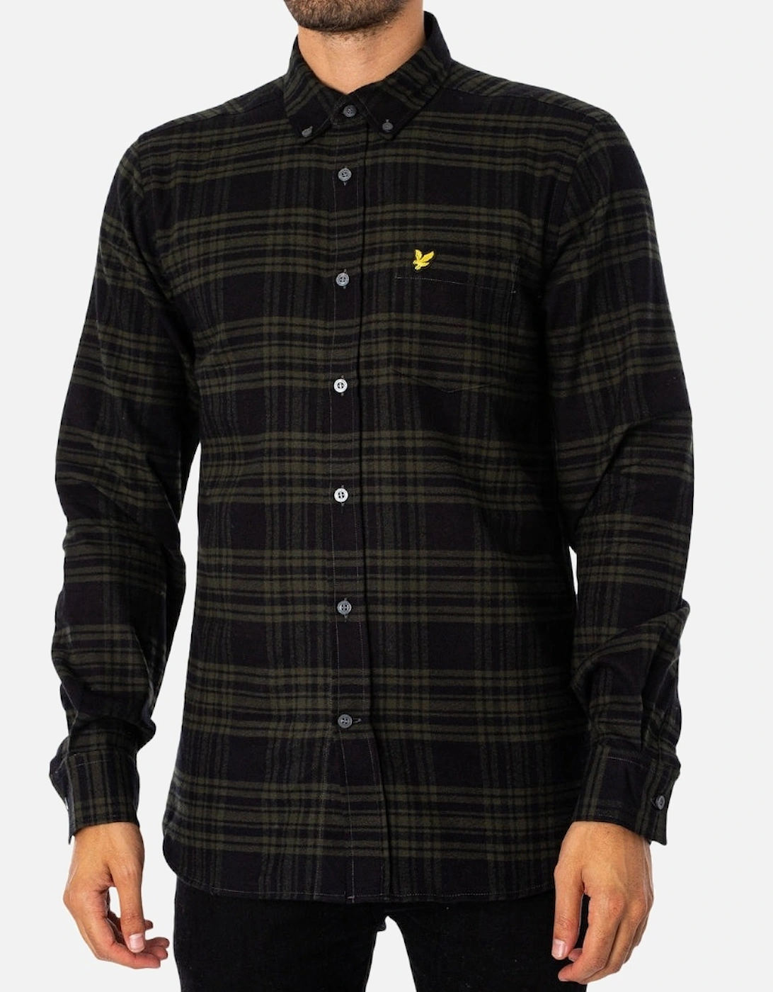 Lyle & Scott Long Sleeve Mountain Moss Green Checkered Flannel Shirt