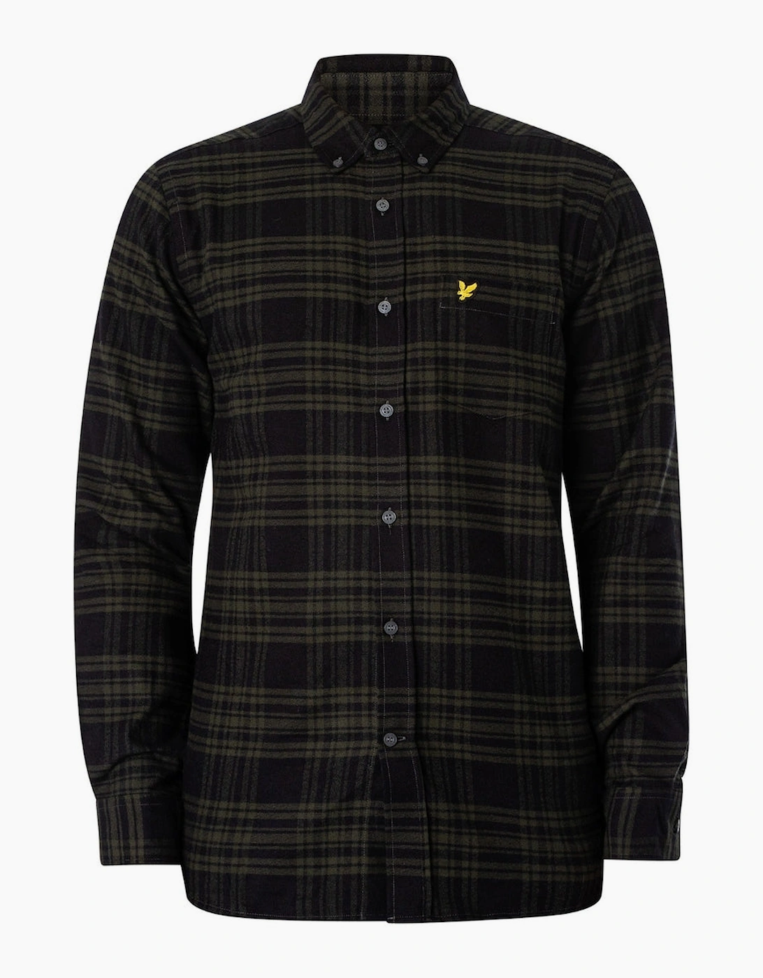 Men's Lyle & Scott Long Sleeve Mountain Moss Green Checkered Flannel Shirt - Size: 42/Regular
