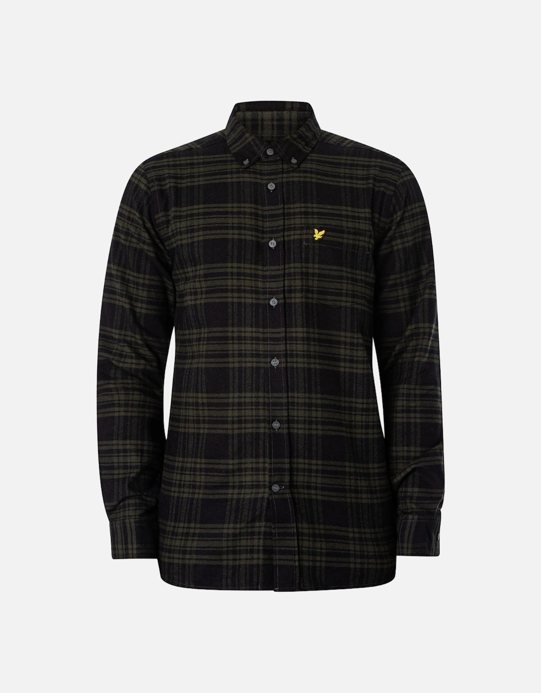 Lyle & Scott Long Sleeve Mountain Moss Green Checkered Flannel Shirt, 4 of 3