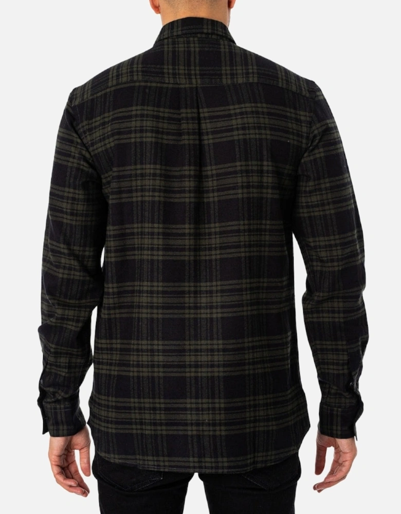 Lyle & Scott Long Sleeve Mountain Moss Green Checkered Flannel Shirt