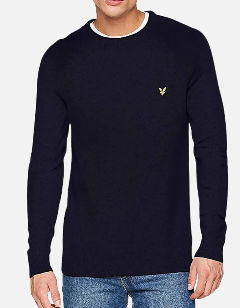 Lyle & Scott Lambswool Knitted Dark Navy Blue Sweater