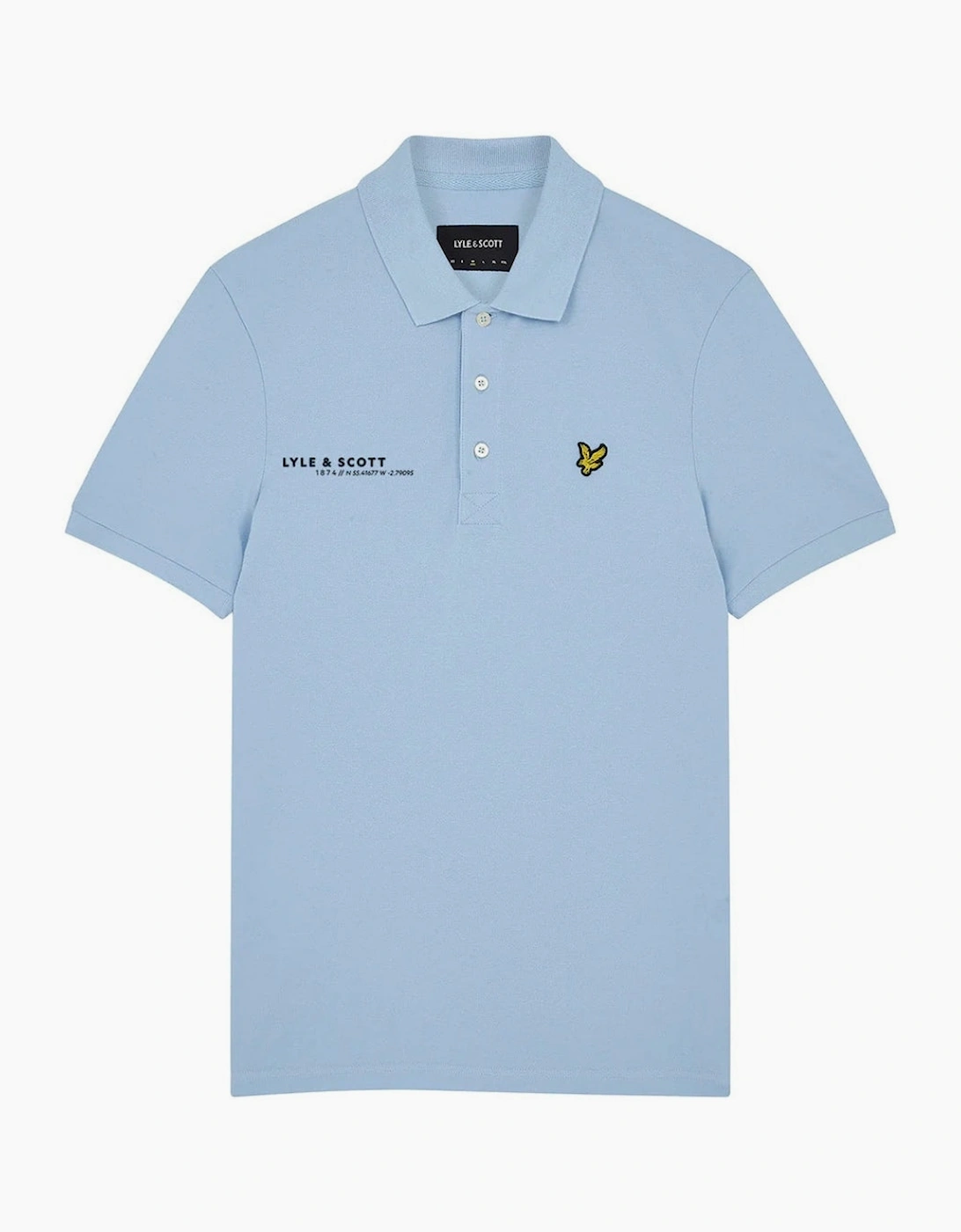Men's Lyle & Scott Light Blue Co-ordinate Print Logo Short Sleeved Polo Shirt - Size: 40