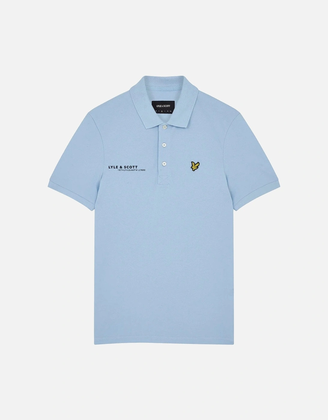 Lyle & Scott Light Blue Co-ordinate Print Logo Short Sleeved Polo Shirt, 4 of 3