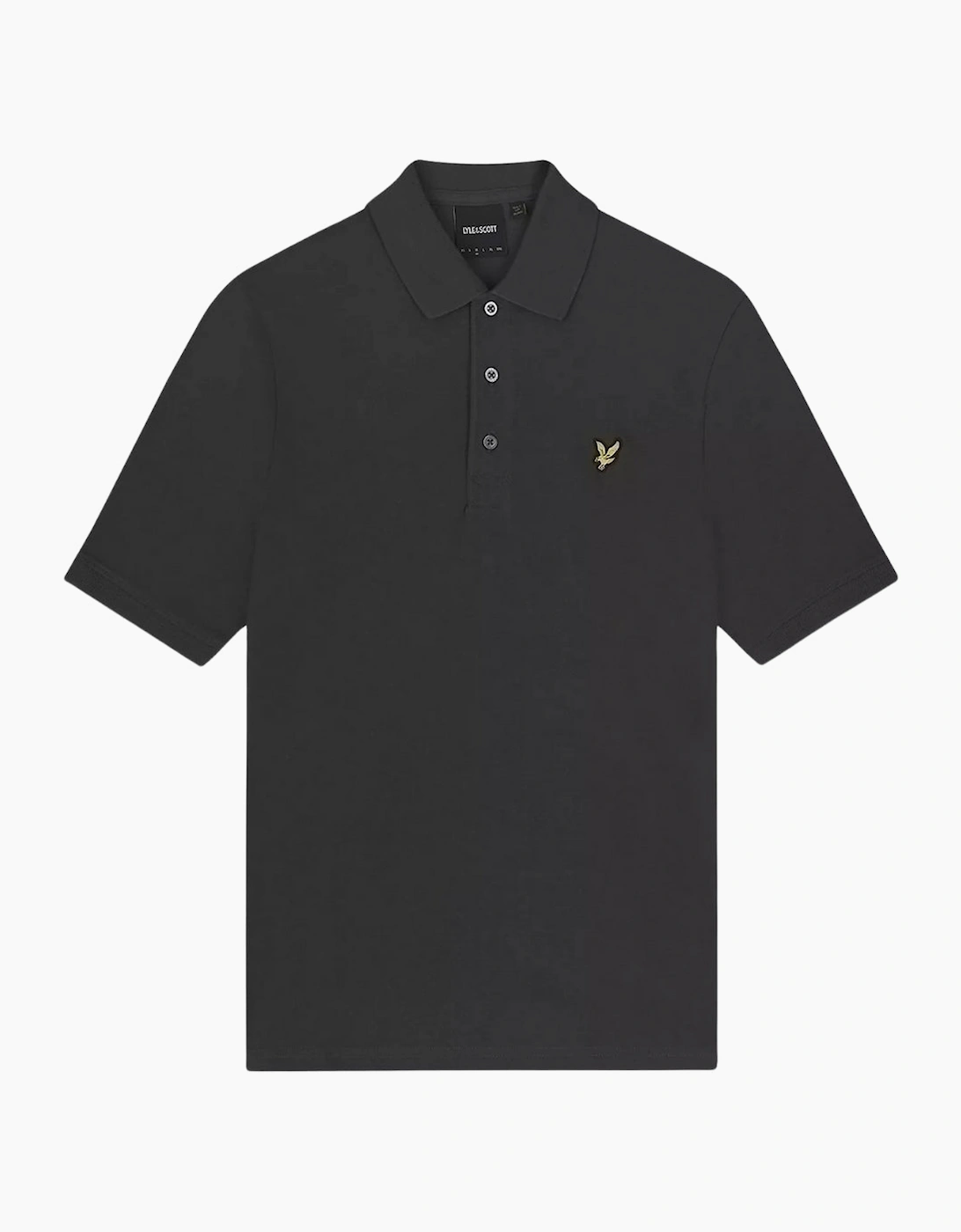 Men's Lyle & Scott Short Sleeved Gunmetal Grey Argyle Polo Shirt - Black - Size: 38
