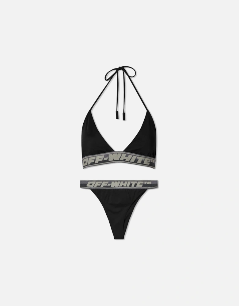 Logo Band Bikini Black Swim Wear