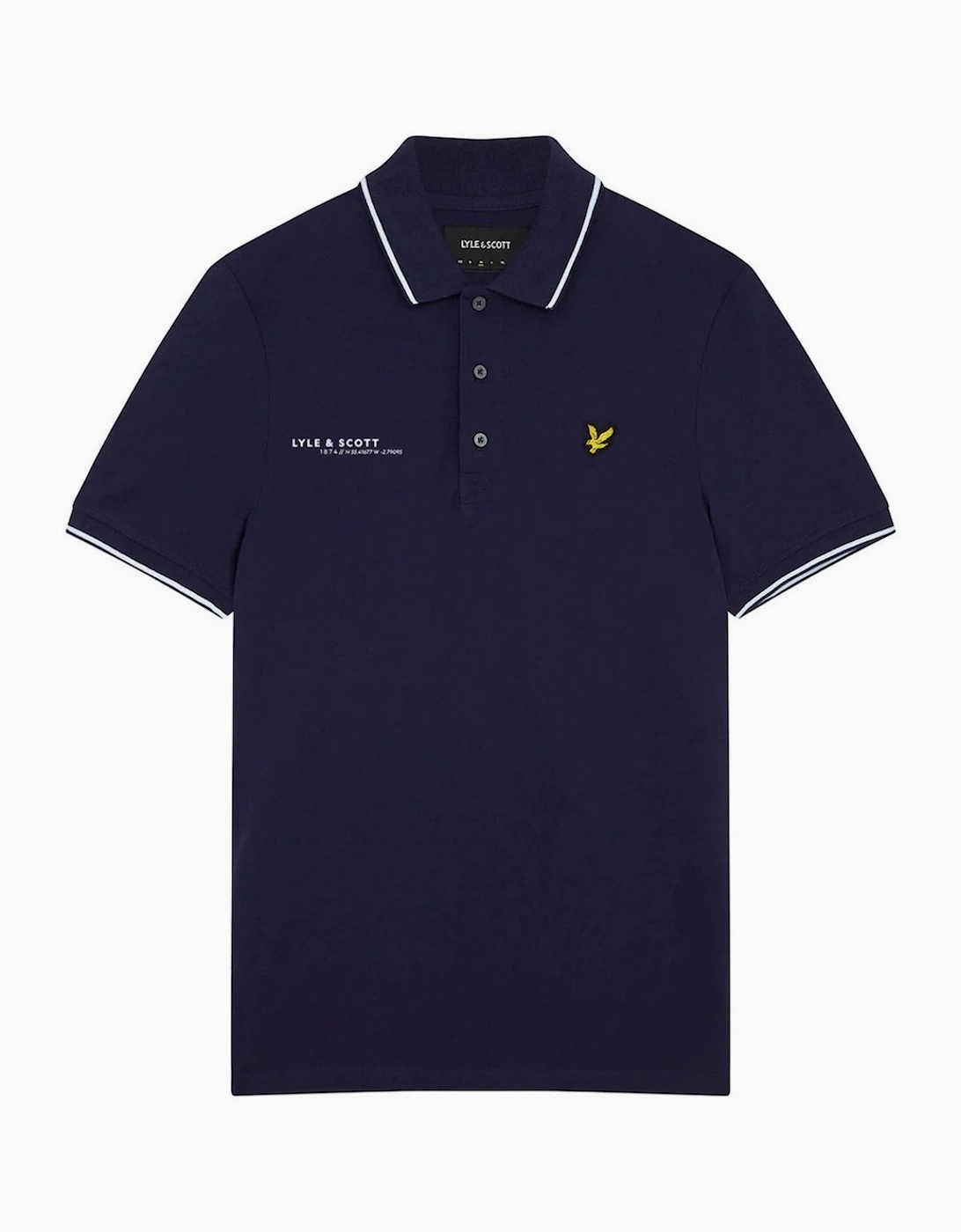 Men's Lyle & Scott Navy Blue Co-ordinate Print Logo Short Sleeved Polo Shirts - Size: 38